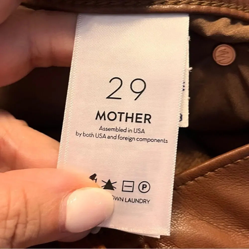 Mother Mid Rise Dazzler Jeans Faux Leather in Friar Brown size 29